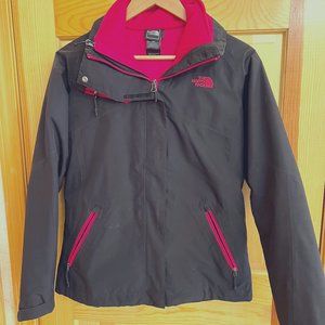 North Face Ski Jacket Size S Black with Pink Lining